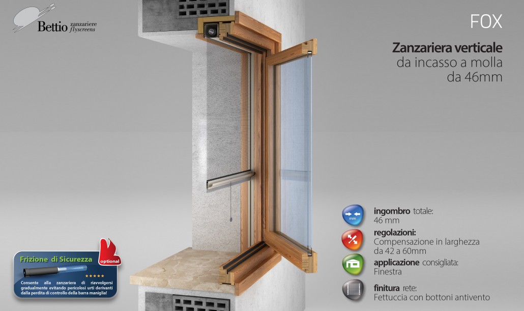 Zanzariera Verticale da incasso a molla.