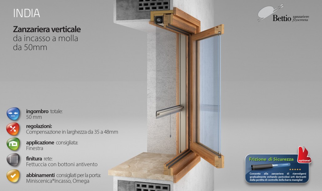 Zanzariera Verticale da incasso a molla.