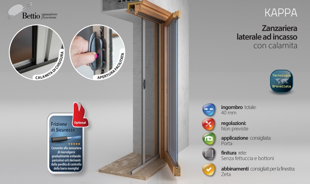 Zanzariera Laterale ad incasso con calamita.
