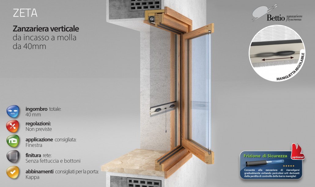 Zanzariera Verticale da incasso a molla.