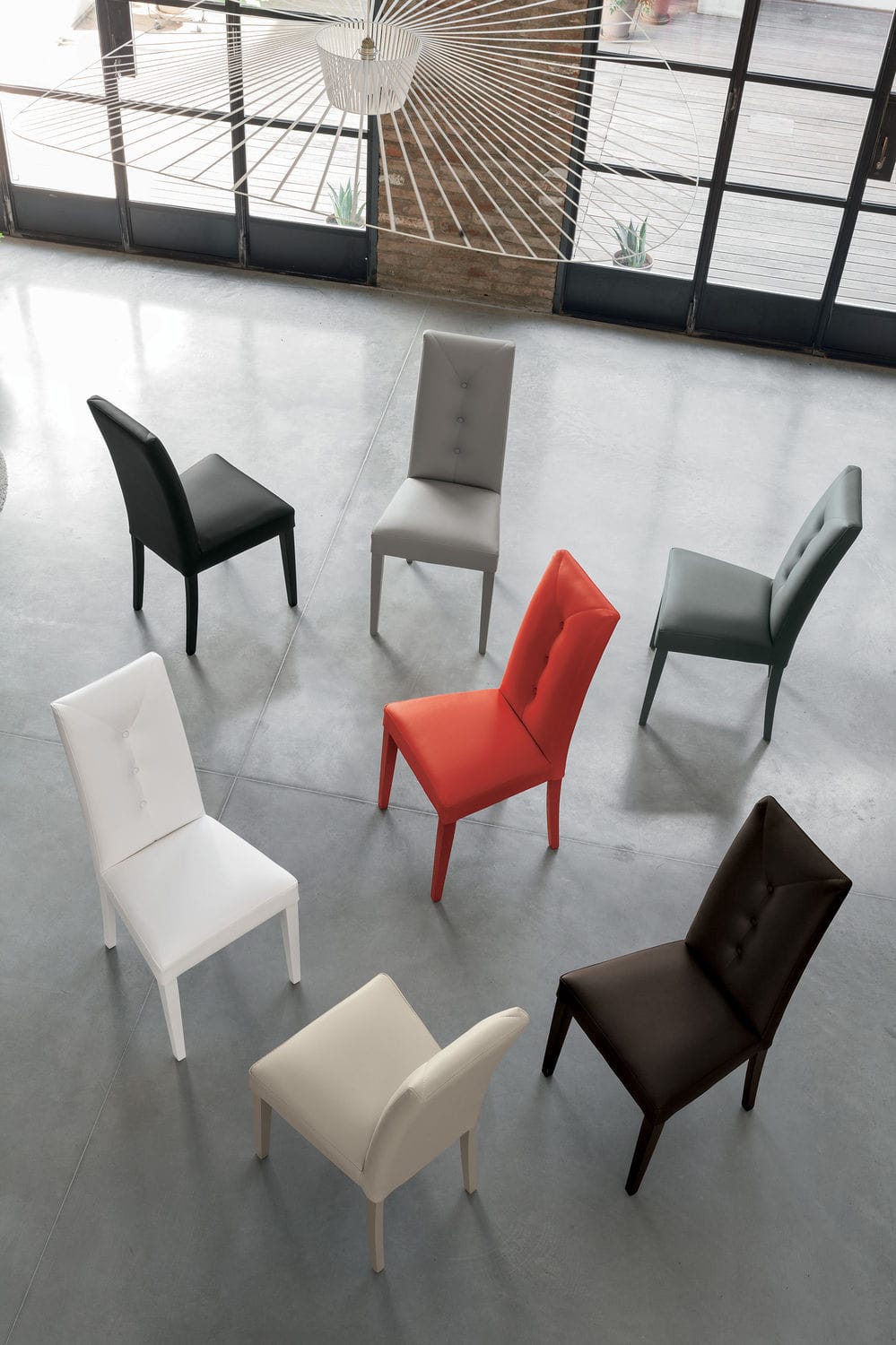 Contemporary chair / upholstered / wooden / lacquered wood